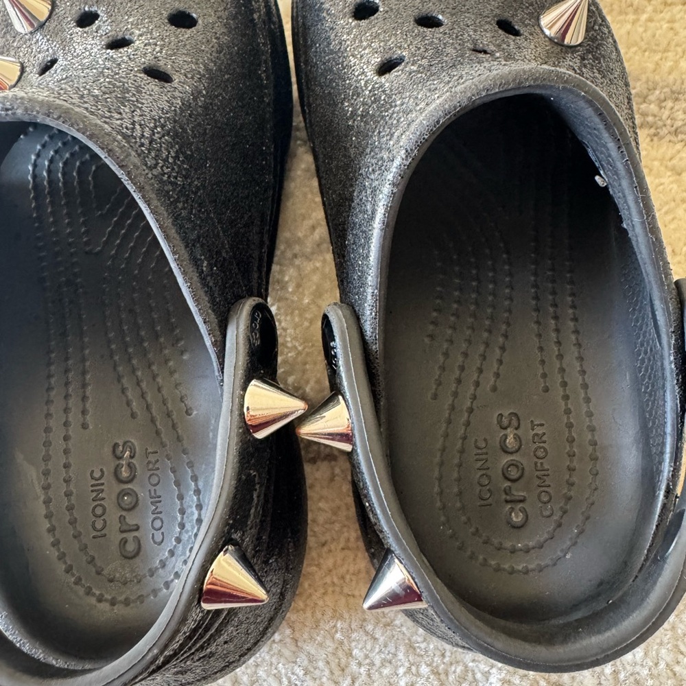 CROCS Black Slippers with Silver Studs - Picture 4 of 11